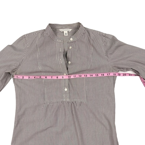 Banana Republic brown white stripe tunic blouse top long sleeve buttons XS - Picture 14 of 16